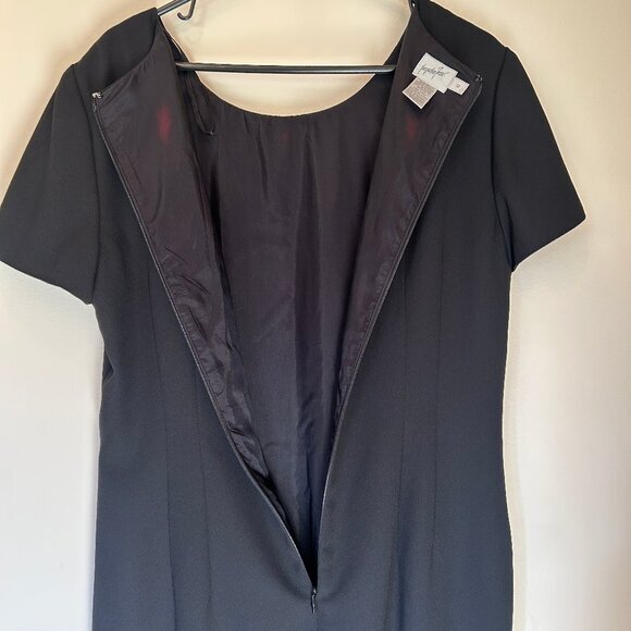 VINTAGE Jacqueline Ferrar short-sleeved black midi dress sz M - Picture 7 of 8